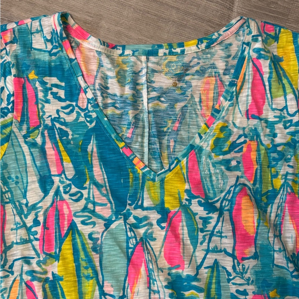 Lilly Pulitzer V-neck Sailboats Cotton Dress - Picture 2 of 9